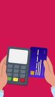 4K animation of a hand swiping a debit card on an EDC payment machine showing transaction failed, perfect for illustrating card errors and digital payment issues video