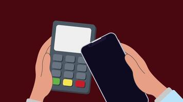 4K animation of a hand holding an EDC payment machine and smartphone displaying transaction failed, perfect for illustrating error in digital or contactless payments video