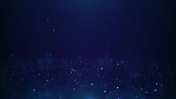Particle rotation around with light from under on blue background video