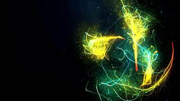Colorful light patterns swirling in dark space for visual effects and design video