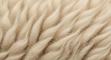 Close up of soft, light cream colored wool or yarn with a fluffy wavy texture photo