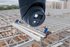 Outdoor cctv camera, secure construction site photo
