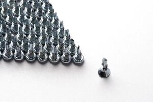 neatly arranged screws in a row self-tapping screws photo