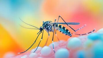A detailed macro image of a mosquito insect in detail photo