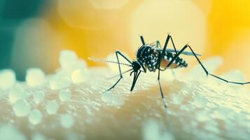 A close up detailed image of a mosquito on skin photo