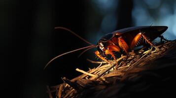 A detailed photographic closeup view of a large cockroach insect photo