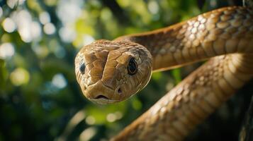 A close up image displays a snake head and body photo