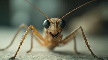 A Close Up Image of a Tiny Insect Facing Forward photo