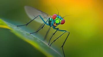 A Small Insect With Vivid Colors Perched On A Green Leaf photo