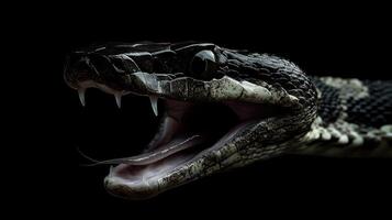 A close up image of a snake with open mouth photo