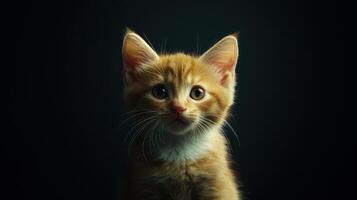 A charming ginger kitten is looking directly at the viewer photo