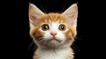 A Portrait of a Small Kitten with Orange and White Markings photo