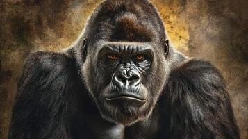 A striking portrait of a powerful and formidable gorilla photo