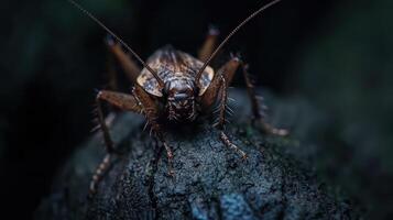 Close up of a detailed insect on a tree branch photo