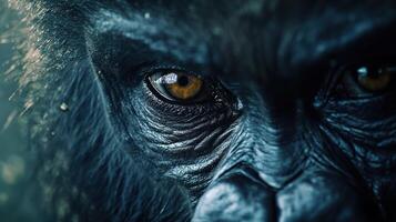 A close up portrait of a majestic ape looking forward photo