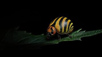 A detailed close up view of an insect on a green leaf photo
