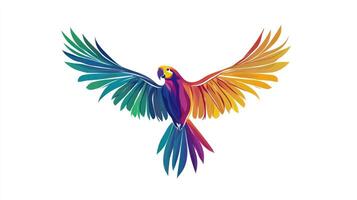 A colorful illustration of a parrot with wings open photo