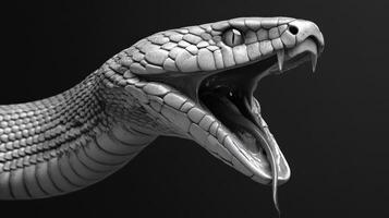 Close up view shows a snake with an open mouth photo