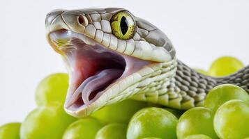 A close up picture showing a snake opening its mouth photo