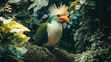 A Colorful Bird Perched Amidst Lush Green Foliage Is Observed photo