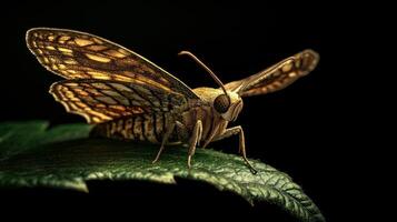 A detailed photograph depicting a detailed moth with open wings photo