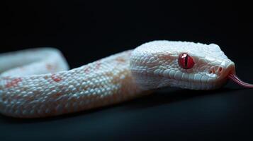Close up portrait of an albino snake with red eyes photo