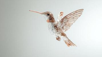 The Detailed Copper Hummingbird Model Showing Delicate Wings and Body Details photo