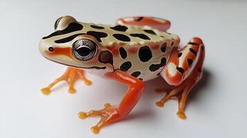 A brightly colored frog displays intricate patterns on its skin photo