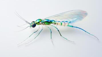 Detailed photograph of a beautiful iridescent insect on white background photo