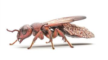 A detailed studio photograph of a brown insect on white background photo