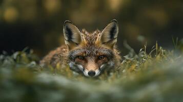 A stunning portrait of a curious red fox in nature photo