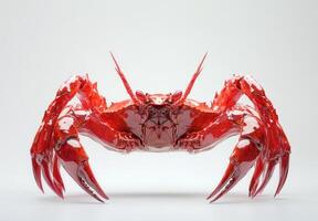 A vibrant red crab model stands prominently photo
