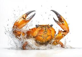 Orange Crab Emerging From Water Splashing photo