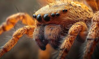 A Close Up View Of A Hairy Orange Spider photo