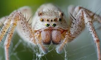 A Close Up View Of A White Spider photo