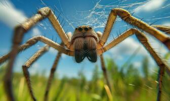 A Close Up View Of A Spider On Its Web photo