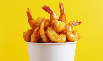 A bucket full of fried shrimp photo