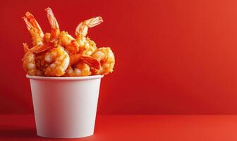 A white container filled with fried shrimp photo