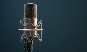 A microphone with a microphone stand photo
