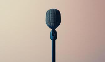 A microphone is standing upright on a white background photo