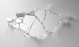 A shattered glass window with a spider web pattern photo