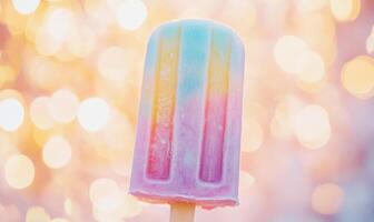 A colorful ice cream stick with a rainbow of colors photo