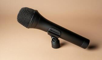 microphone on a brown background photo