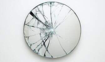 a broken mirror with a reflection of a broken glass photo