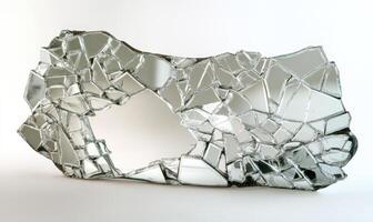 A large mirror with a hole in it photo