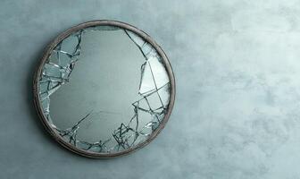 broken mirror on a wall photo