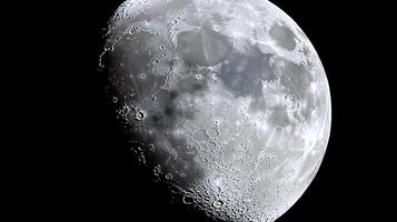 Detailed Close Up of the Moon's Surface, Showing Craters and Texture. photo