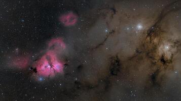 Celestial Nebulae A Stunning Deep Space Image Showing Vibrant Colors and Cosmic Dust. photo