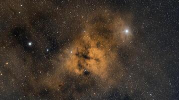 Celestial Tapestry A Stunning Image of a Golden Nebula and Distant Stars. photo