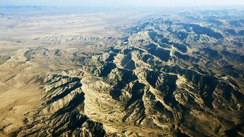 Aerial View of a Dramatic Mountain Range, Desert Landscape. photo